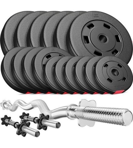 Hop-Sport – Halterset – 56 kg – 4-delige Set – Gietijzer