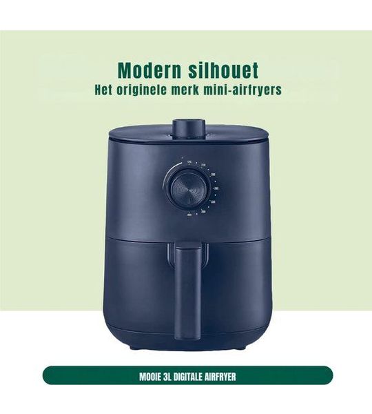 Quvo® Mini airfryer - Airfryer - Airfryer klein - Blauw - 23cm x 29cm x 30cm