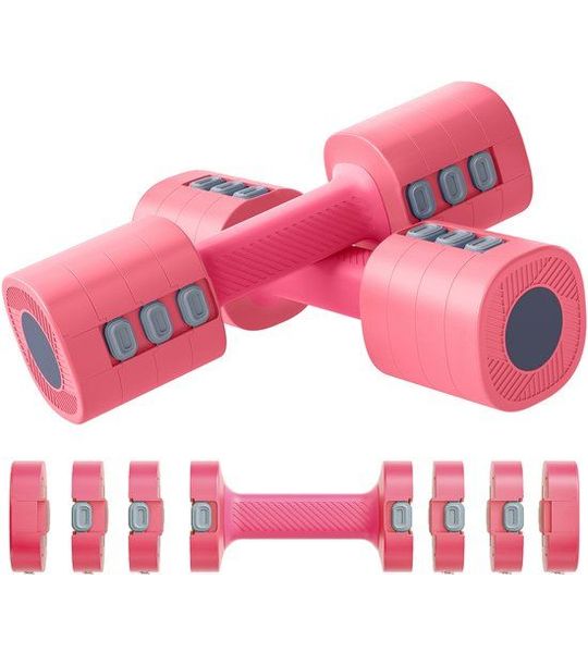 Sportnow Rubber Dumbbell-ABS, Metaal-26,6L x 7,5B x 7,5H cm-Roze