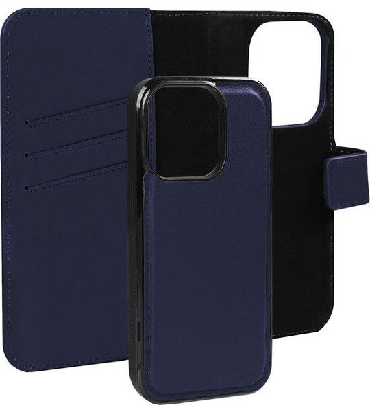 Caseuals 2-in-1 Leather Wallet Bookcase Met Magsafe Voor Apple Iphone 15 Pro Max Blauw