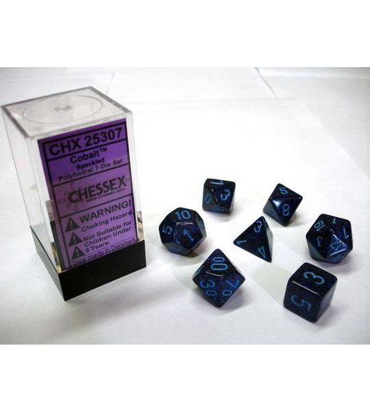 Chessex dobbelstenen set, 7 polydice, Speckled Cobalt