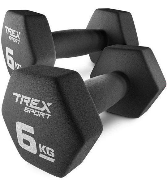 Trex Sport TX-060VD - Dumbbellset - Vinyl - Zeshoekig - 2×6 kg