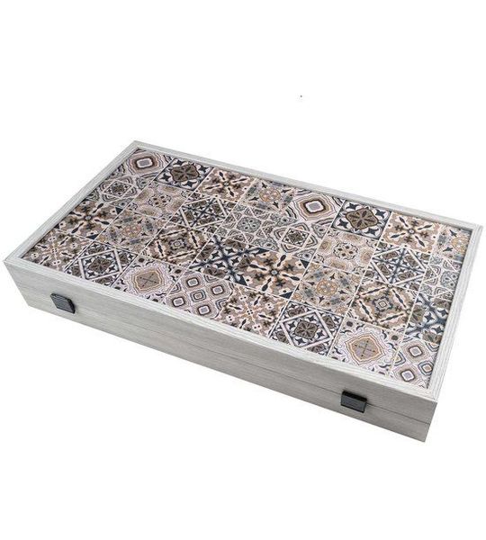 Philos Backgammon spel Kassette Lefkada groot houten bord.