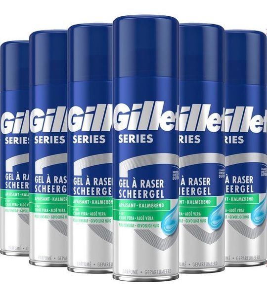 6x200ml Gillette Series Scheergel Gevoelige Huid met Aloe Vera Voordeelverpakking