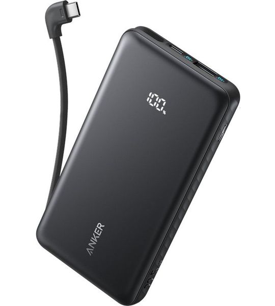 Anker 225w Ingebouwde Usb-c-kabel 10000 Mah Powerbank Zwart