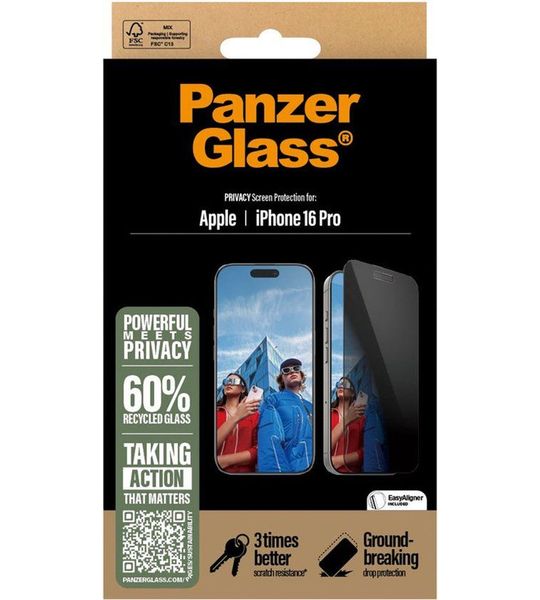 PanzerGlass Privacy Ultra-wide Fit Screenprotector Voor Apple Iphone 2024 6.1'' Pro Transparant