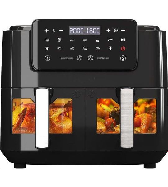 Thuys – Heteluchtfriteuse XXL 9L 2 Laden LED – 2400W – Zwart