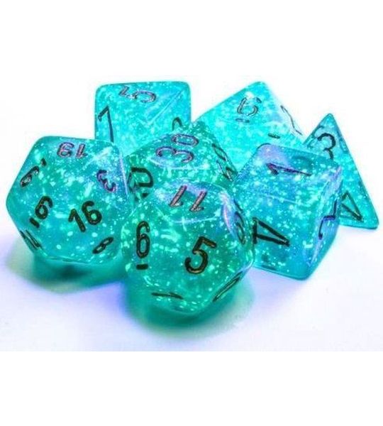 Chessex Borealis Polyhedral Teal/gold Luminary Dobbelsteen Set (7 stuks)