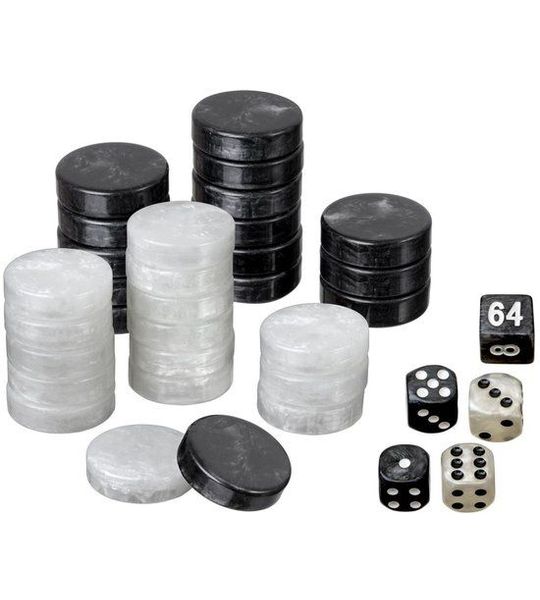 Philos Backgammon speelstukken set Medium 28 mm zwart/wit