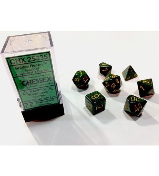 Polydice 7 Dobbelstenenset Golden Recon Speckled