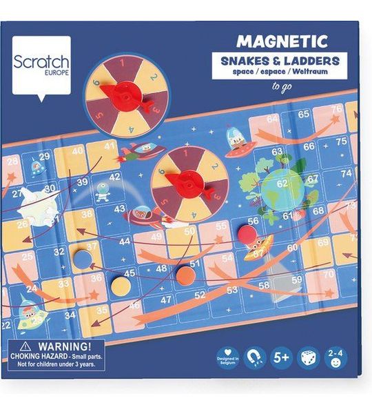 SCRATCH Magnetic Board Game To Go - Snakes And Ladders - Space