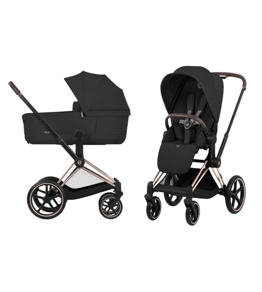 Kinderwagen Cybex Priam Comfort Sepia Black/Rosegold incl. Foldable Carrycot