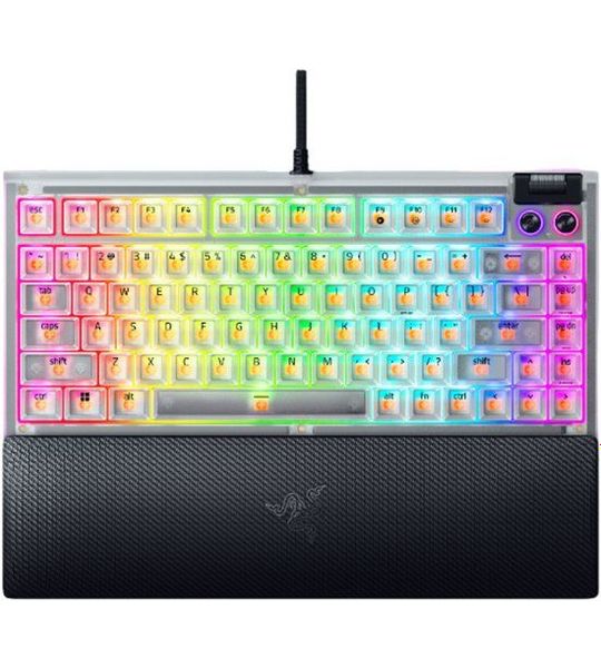 Razer Blackwidow V4 75% Hot-swappable Mechanical Gaming Keyboard - Phantom White Edition Us Qwerty Layout Bedraad Gamingtoetsenbord Wit