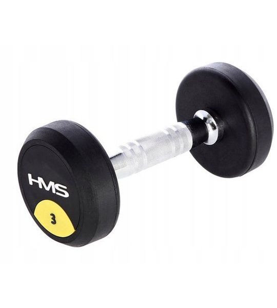 HMS HG Pro Dumbbell - 3 kg, met rubber bekleed, ergonomische handgreep