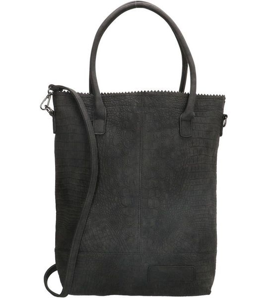 Zebra Natural Shopper Croco met rits Zwart