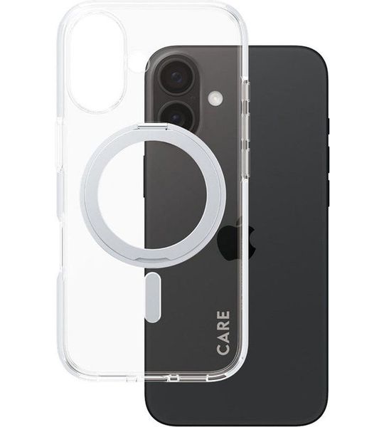 CARE Feature Case Met Zilveren Kickstand En Magsafe Telefoonhoesje Voor Apple Iphone 2024 6.1'' Transparant