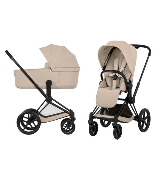 Kinderwagen Cybex Priam Comfort Matt Black/Cozy Beige incl. Foldable Carrycot