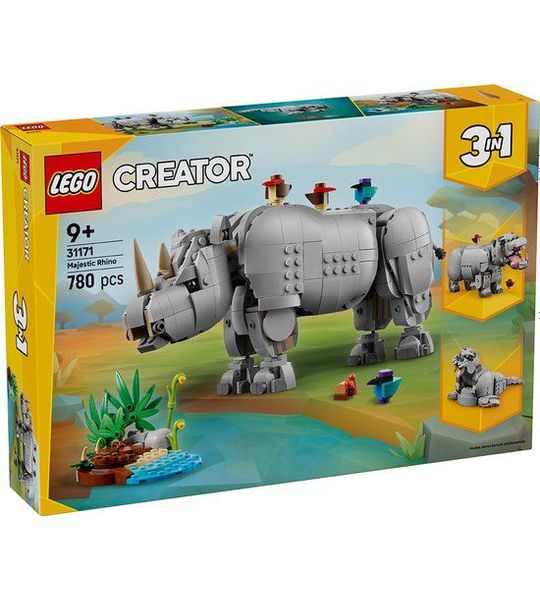 LEGO Creator Wilde dieren: machtige neushoorn met vogels - 31171