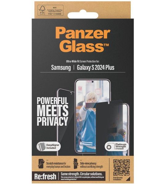 PanzerGlass Galaxy S 2024 Plus-uwf Privacy W.ea Screenprotector Voor Samsung Galaxy Plus Zwart