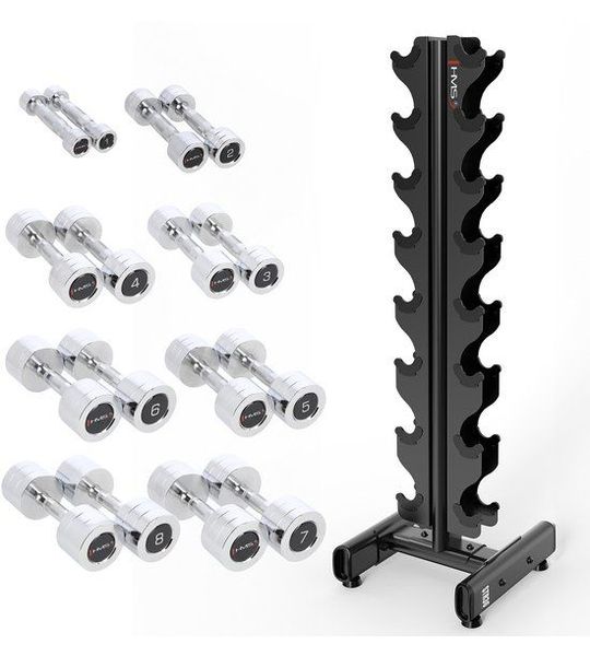 HMS CHD Serie - Halterset - 1-8 kg - Verchroomd Staal - STR36 Standaard