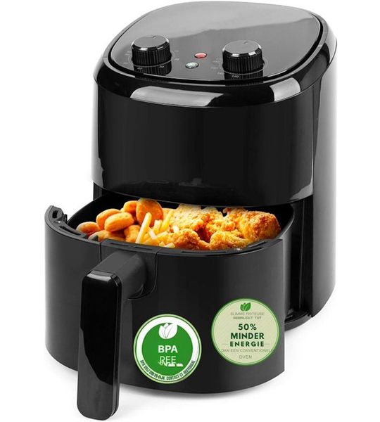 AMA® Mini Airfryer - Heteluchtfriteuse - Friteuse - Zwart - 23x23x26cm