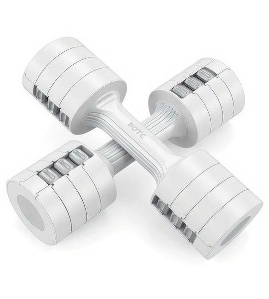 BOTC Dumbbellset - Verstelbare 2-5 kg - Halterset - Dumbells - Gietijzer - Wit