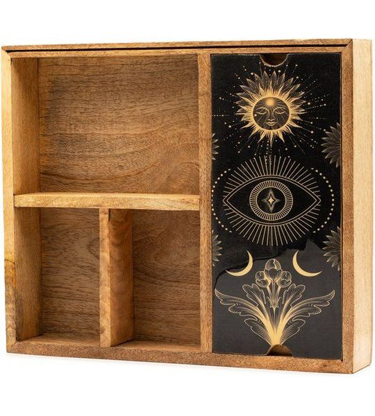 Tarotdoos met vier vakken en kaarthouder