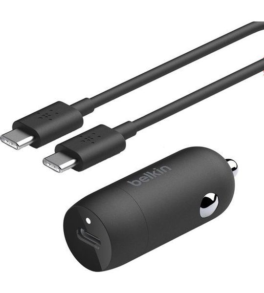 Belkin Belkin 30 Watt Usb-c Pd Pps Car Charger Met 1m Pvc C-c Cable Autolader