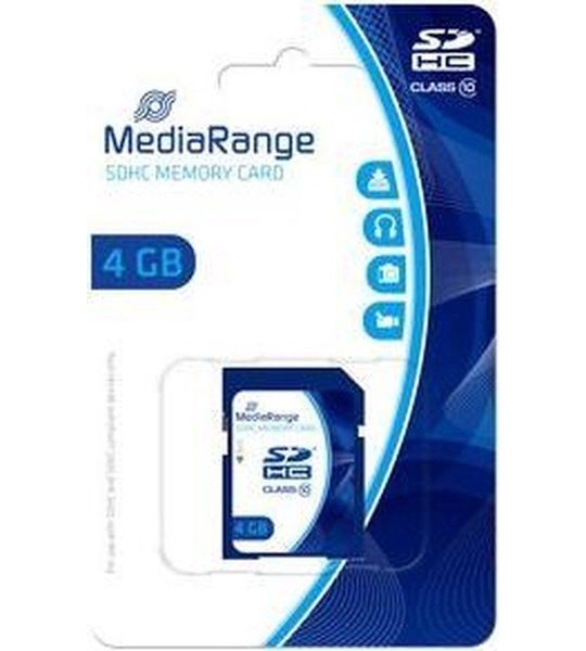 MediaRange SDHC memory card, Class 10, 4GB blauw