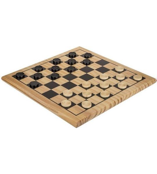 Out of the Blue Dammen spel - Houten dambord met damstukken - 28x28 cm