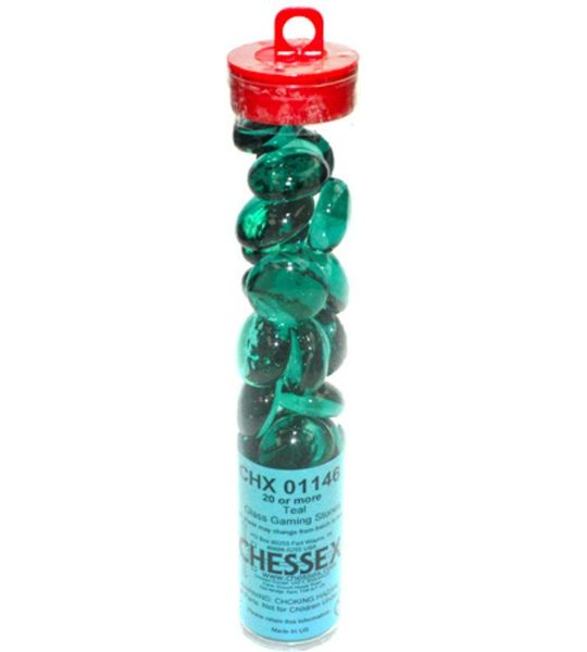 Chessex Glass Gaming Stones - Crystal Teal (40+)
