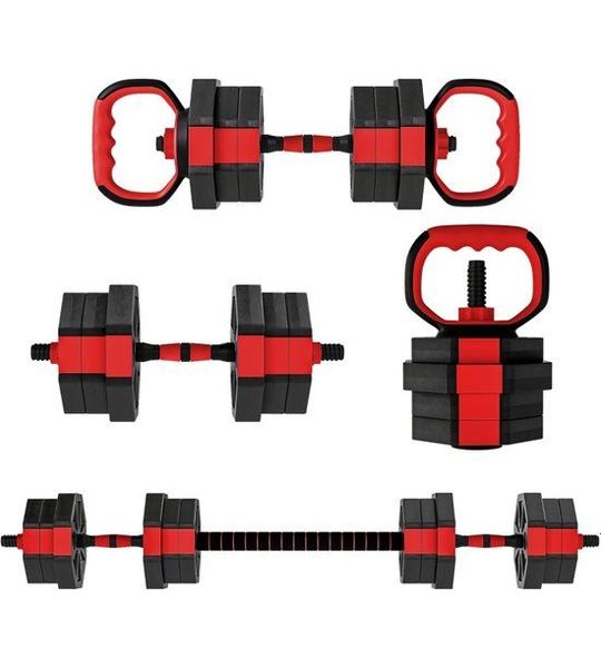 4-in-1 Hantel Set - 20 kg - Verstelbaar - Kurzhantel & Langhantel - Zwart