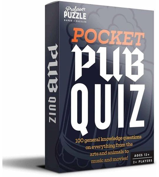 Professor Puzzle quizspel Pocket Pub Quiz kaartspel 100 vragen