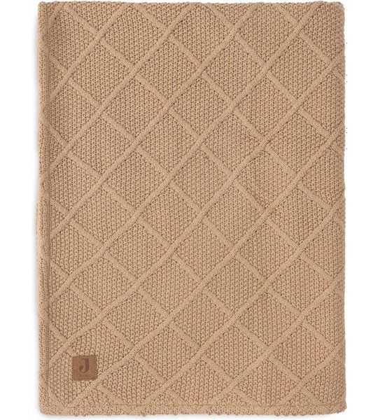 Deken Wieg Jollein 75x100 Check Knit Teddy Fleece Biscuit