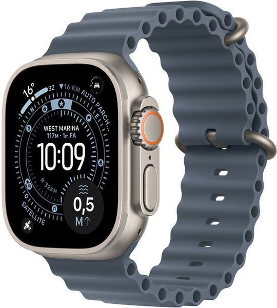 Apple Watch Ultra 3 gps + Cellular - 49mm natural Titanium Case - Anchor Blue Ocean Band Smartwatch Natural