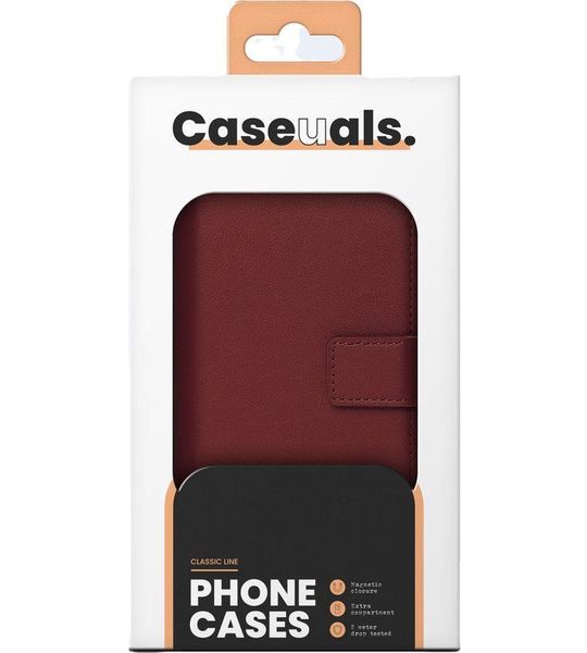 Caseuals Genuine Leather Wallet Bookcase Telefoonhoesje Voor Samsung Galaxy S24 Rood