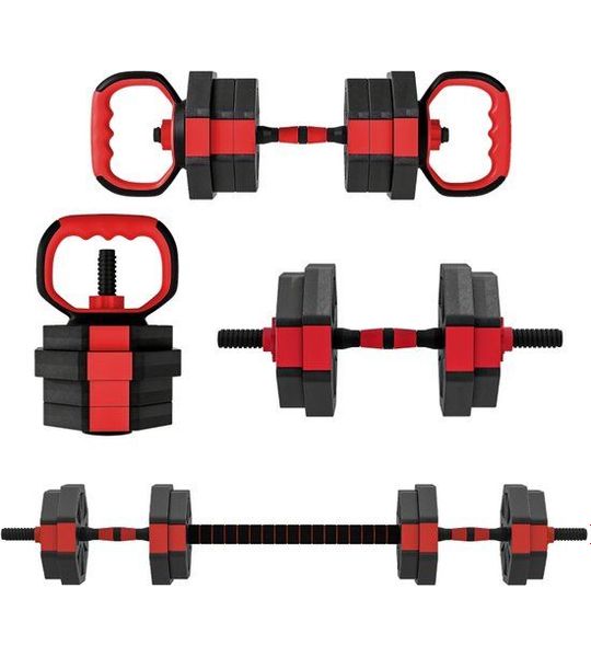 4-in-1 Hantel Set - 15 kg - Verstelbaar - Kurzhantel & Langhantel - Zwart
