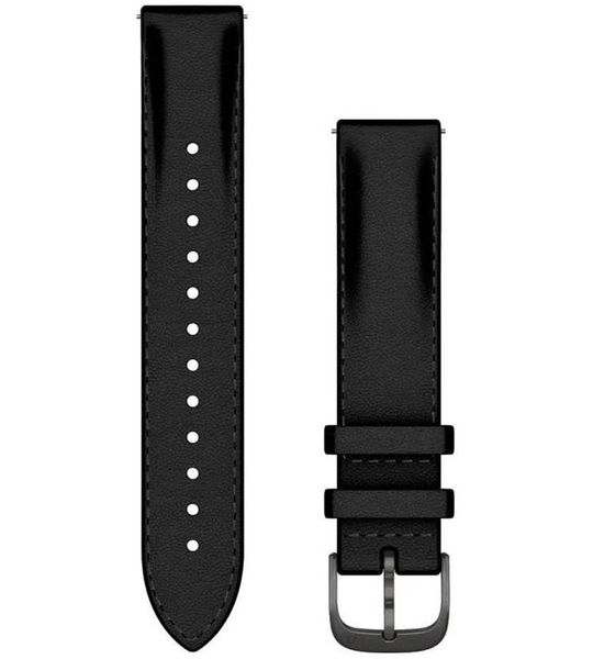 Garmin Leren Polsband 18mm Snelsluiting Zwart Met Leigrijze Gesp Horlogebandje Zwart