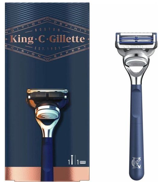 1stuks King C Gillette Trimmer Razor Blue Chrome 1-up Scheerapparaat