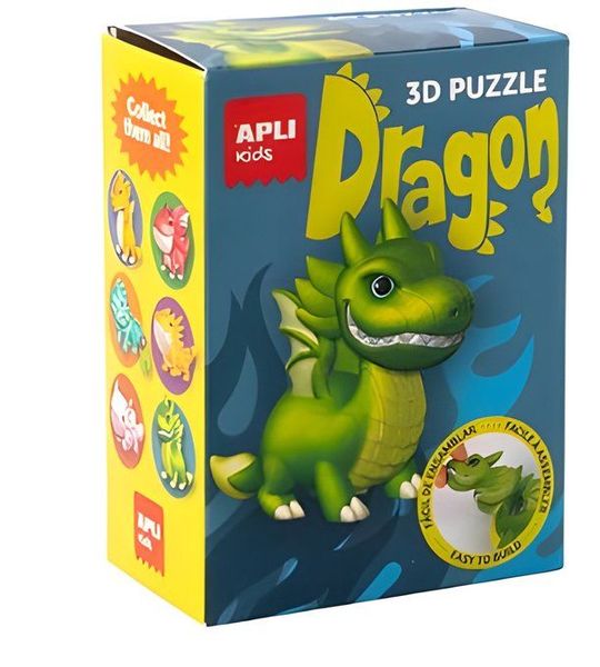APLI Kids puzzel draken blauw - educatief speelgoed karton.