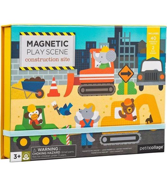 Petit Collage Magnetic Play Scene - Construction Site 42-delig