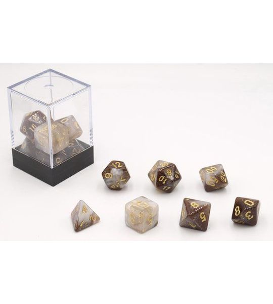 HOT Games Dobbelstenen Stardust Zwart/Wit 7 set