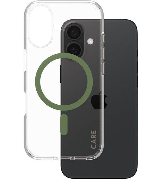 CARE Flagship Case Urban Combat Met Groen Magsafe Telefoonhoesje Voor Apple Iphone 2024 6.1'' Transparant