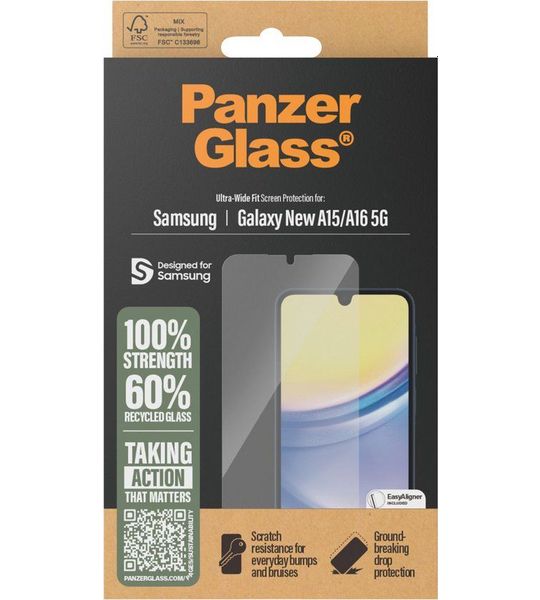 PanzerGlass Ultra-wide Fit Screenprotector Voor Samsung Samsung New A15 / 5g Transparant