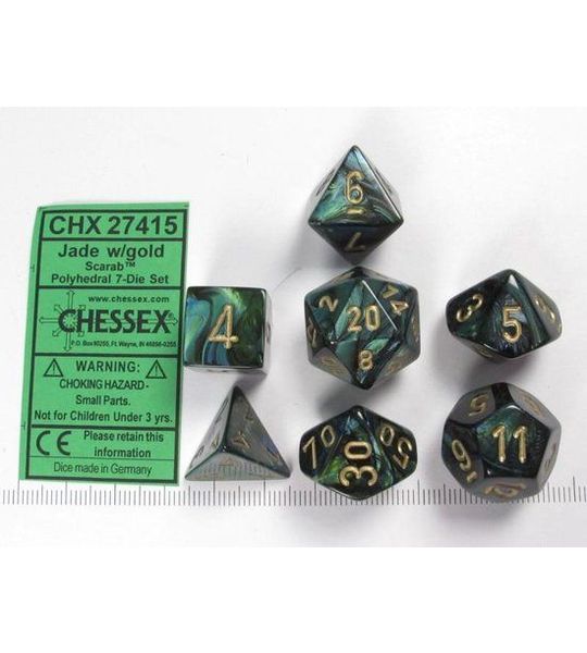 Polydice 7 Dobbelstenenset Scarab Jade Gold