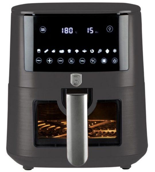 BerlingerHaus Airfryer XXXL Mat Antraciet - met Kijkvenster - 8 Liter - 1650W