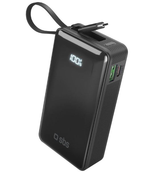 Sbs Mobile 1xusb-c & Int. Usb-c 10000mah 10w Lcd Powerbank Zwart