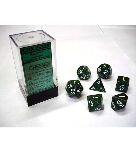 Chessex Recon Gespikkelde Polydobbelsteen Set (7 stuks)