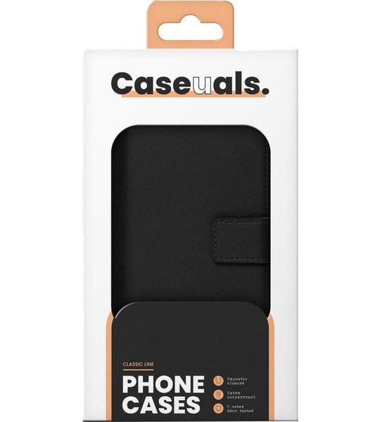Caseuals Genuine Leather Wallet Bookcase Telefoonhoesje Voor Samsung Galaxy S24 Ultra Zwart