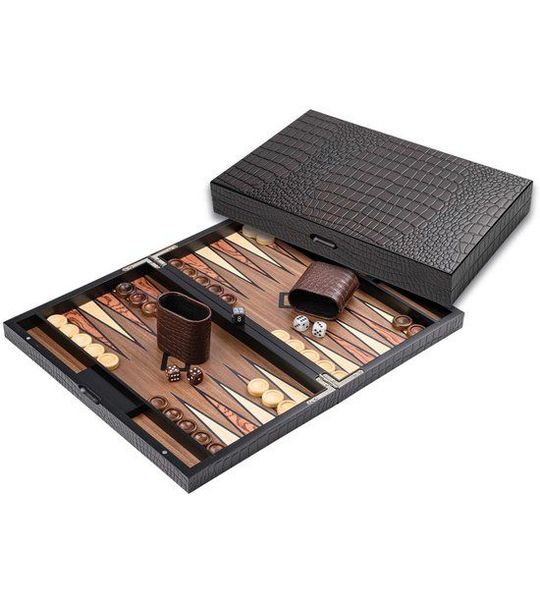 Backgammonkist van hout in kroko-look